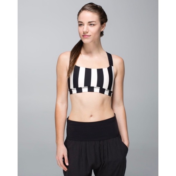 Lululemon Inner Heart Bra Stripe Black Angel Wing Flowabunga Black Size 6 - Picture 2 of 9